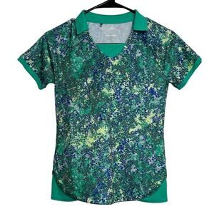 Adidas Girls Green Golf Polo Shirt Short Lightweight Polyester Blend Size M